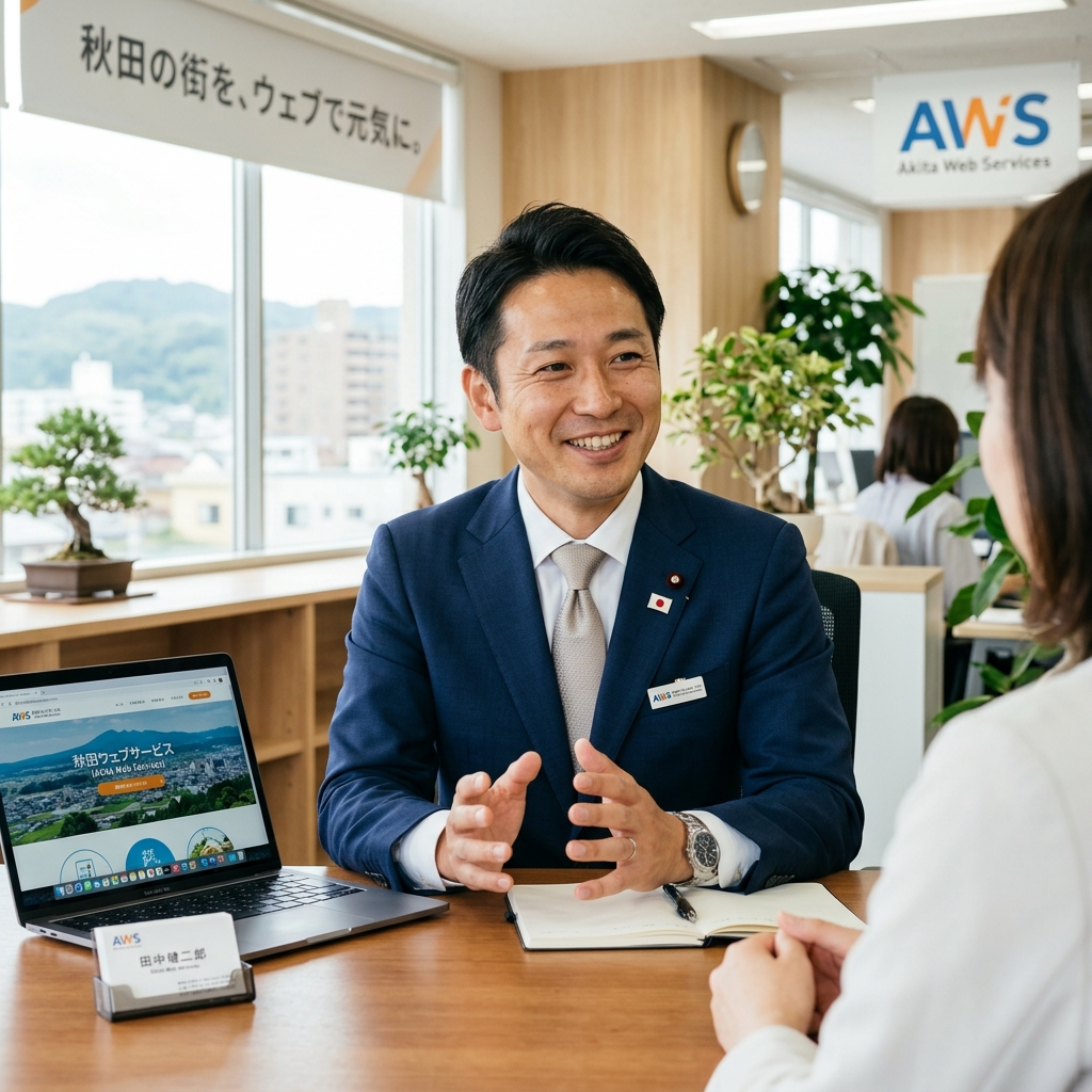 秋田のオフィスでの打ち合わせ